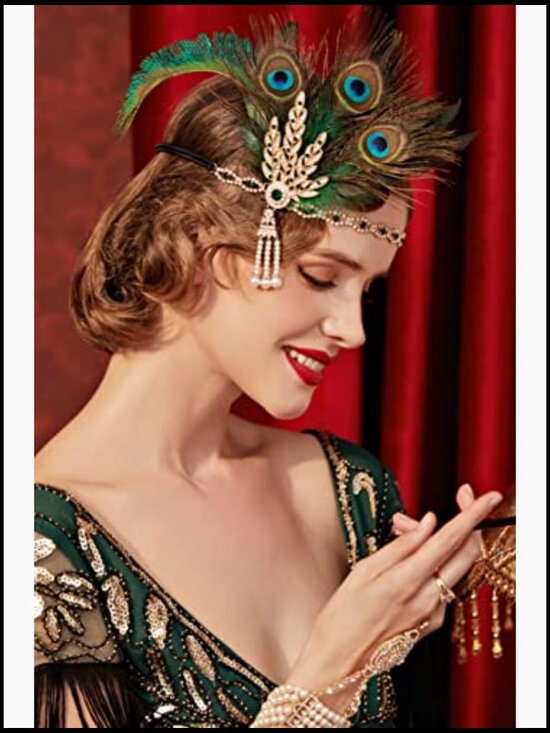 Vintage Flapper Feather Headpiece Roaring 20s Gatsby Costume Headband with main image 4